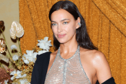 Irina Shayk braless sheer minidress Milan